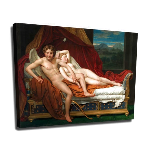 LinRXx Cupid And Psyche By Louis David Poster Canvas Painting Posters Prints Wall Art For Room Aesthetic Bedroom Modern Decor Gift (24x36inch,Framed)