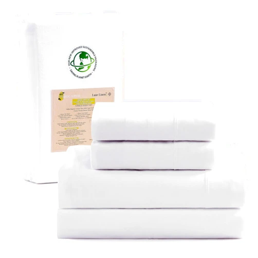LANE LINEN 100% Organic Cotton King Size Sheets Set, 4Pc King Sheets, Soft Breathable Sheets King Size, Percale Weave, Hotel-Quality King Bed Sheets, 15