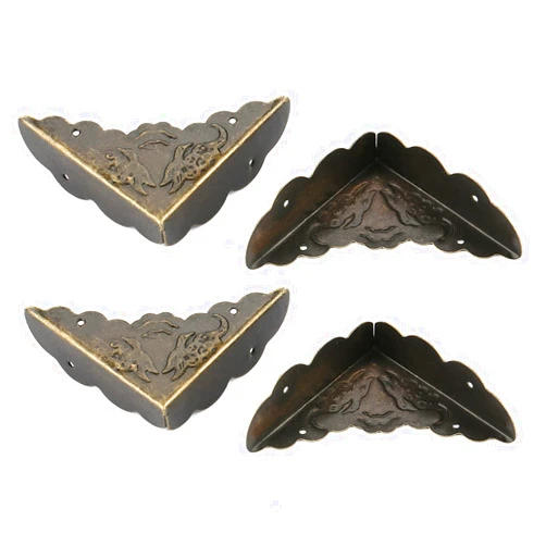 KIMISS 12-Piece Vintage Bronze Iron Corner Decorative Protectors for Wooden Box Edges - Enhance Your Storage with Elegant, Protection