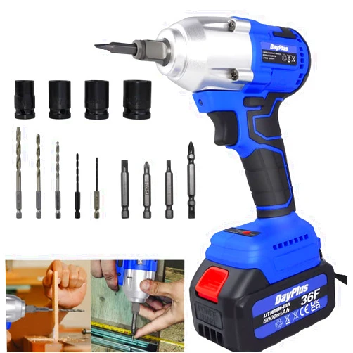 JAOSY Cordless Power Impact Wrench 1/2 inch Impact Gun Brushless Electric Impact Wrench Driver 3200 RPM Variable Speed, High Torque, with 6.0Ah Battery & Fast Charger, Impact Socket