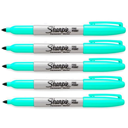 Sharpie Green, Fine Point Tip, Permanent Markers, 5-Count (Aqua Green)