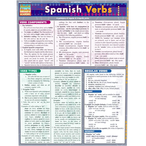 William Bengtson Spanish Verbs QuickStudy Laminated Reference Guide (QuickStudy Academic)