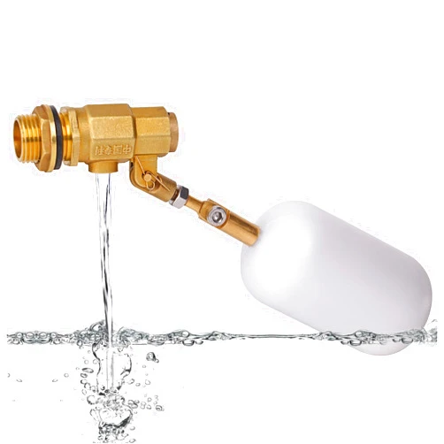 MUDUOBAN Float Valve 1/2 inch,Brass Valve with Plastic Water Float Ball Valve with Adjustable Arm Automatic Fill for Water Trough,Fountains,Water Tank,Ponds,Pool,Aquariums (1)
