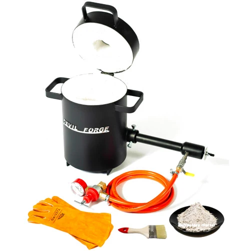 DEVIL-FORGE Gas Metal Melting Furnace FB1Sb - 4Kg Propane Forge, 1 DFP Burner (80.000 BTU), Foundry, Jewelers, Metalsmiths, Refiners 2642°F / 1450°C Brass, Copper, Bronze, Silver, etc.