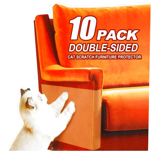 MILIFUN Cat Scratch Tape, Cat Tape for Furniture, Double Sided Tape for Cats, Cat Anti Scratch for Furniture (10Pack XL 14”L 11”W)