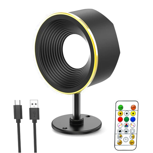 AMIR Newest LED Wall Sconce, Type-C Rechargeable Wall Mounted Lamp, 16 Colors, 360° Adjustable Base, Remote Control, Stepless Dimming, Detachable Cordless Wall Light for Bedside, Bedroom, Wall Painting