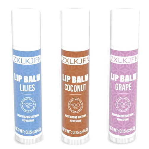 ZXLKJFN Organic Lip Balm Set - 3 Flavors - 100% Natural Moisturizer for Cracked & Dry Lips Smooth and Supple Lips - Non-GMO