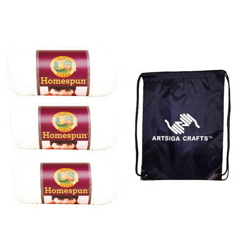 Lion Brand Yarn Lion Brand Homespun Hepplewhite 790-300 (3-Skeins - Same Dye Lot) Chunky Bulky #5 Acrylic Yarn for Crocheting and Knitting with Project Bag