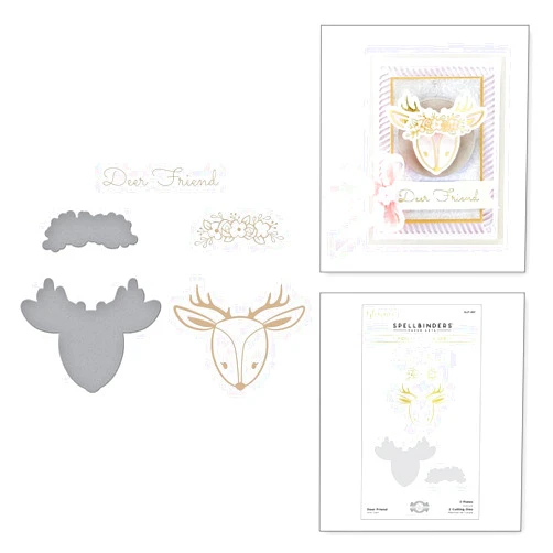 Spellbinders Deer Friend Glimmer Die Set from Sweet Cardlets II Collection by Becca Feeken Hot Foil Plate, Metal