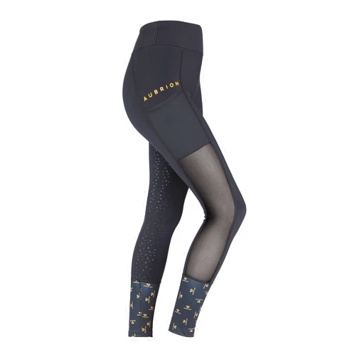 Shires Aubrion Elstree Mesh Women's Equine Horse Riding Tights Black Large #8311