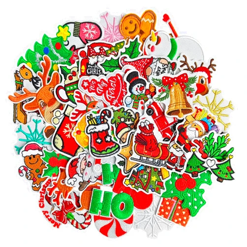 Butie 40 Pcs Christmas Iron on Patches, Cute Embroidered Christmas Patches Iron on for Clothes, Socks, Hats, Jeans, Etc