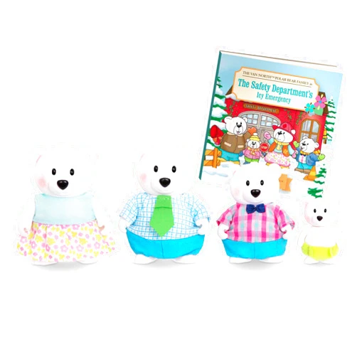 Li'l Woodzeez – Polar Bear Family Set – 4 Collectible Doll Figures with Storybook – Pretend Play Toy – Gift for Kids Age 3+
