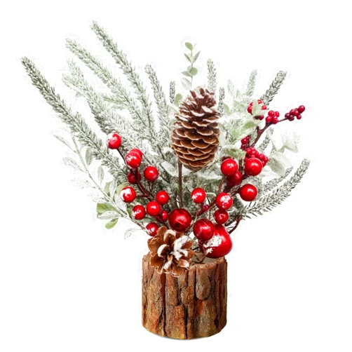 KASSAE Small Christmas Tree - Artificial Tabletop Mini Christmas Tree Decorations with Christmas Ornaments Red Pine Cone Berry for Xmas Decor Home Room Party Winter Indoor