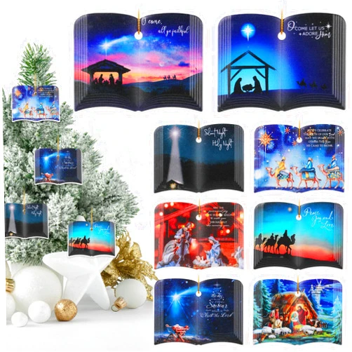 Tioncy 8 Pcs Christmas Nativity Scene Ornament Christian Christmas Ceramic Hanging Ornament Nativity Scene Keepsake for Xmas Tree The Birth of Jesus Decoration Religious Gift for Family Friends