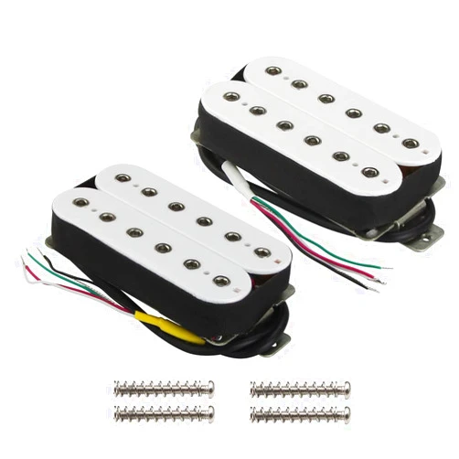 FLEOR Alnico 5 Electric Guitar Neck & Bridge Pickup Set Double Coil Humbucker Pickups-White
