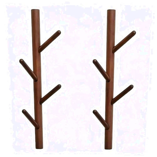VAWNKUKN Tree-Shaped Wall Mounted Coat Rack (2-Pack) Vertical Hat Rack for Wall, Space-Saving Coat Rack Wall Mount for Entryway, Bedroom, Clothes Rack Wall Mount (Dark Brown)