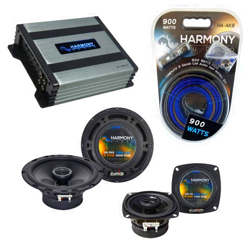 Harmony Audio HA-A400.4 Amp Bundle HA-R65, Harmony HA-R4 Speakers Compatible with Plymouth Laser 1990-1994 OEM Speaker Replacement