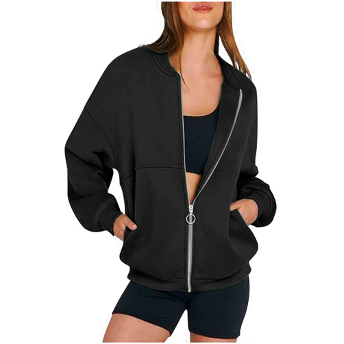 SMIDOW Womens Full Zip Up Sweatshirt Jackets Trendy 2024 Casual Long Sleeve Lightweight Sweatshirts Teen Girls Preppy Clothes