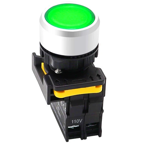 mxuteuk Green LED Light Voltage 110V-220V 22mm 1NO Waterproof IP65 SPST Momentary Push Button Switch 10A 600V LA155-A1-10D-G