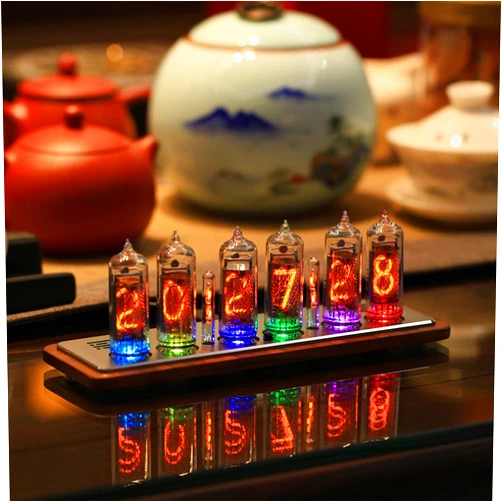 Itigoitie Nixie Clocks,True IN-14 Nixie Tube Clock,Smart Nixie Clock,Four Language Voice Timing,Multiple Background Light Effects,Web Page Configuration,Remote Control,Professional Safety Packaging