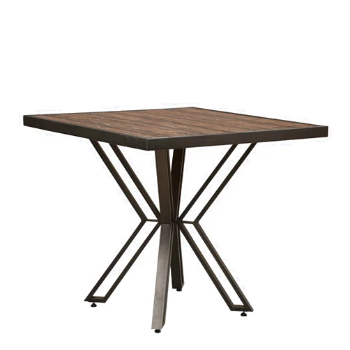 REZ Furniture Irlanda Dining Table, Industrial Style, Printed Design Wood top, Metal Base, Usable Spaces: Dining Rooms, Kitchens, and Living Rooms. 35.5 D x 35.5 W x 32 H inch