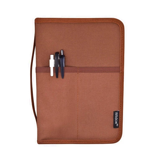 Wildox A5 Journal Notebook Cover with Double YKK Zipper, Brown Notebook Cover with Pen Holder for A5 Moleskine LEUCHTTURM Notebooks Journals Planners Sketchbooks