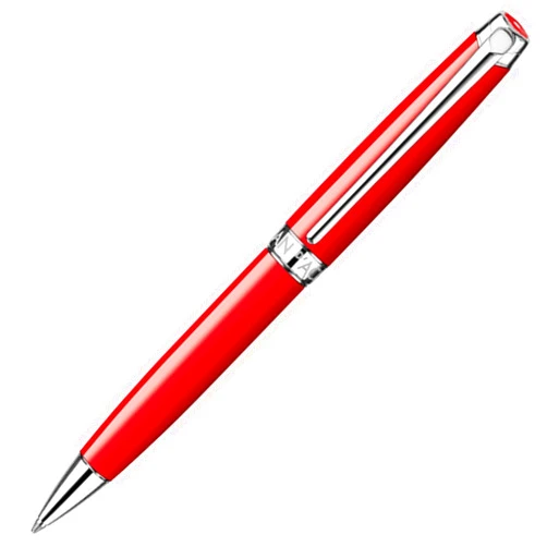 Caran d'Ache Leman Silver Plated Ballpoint Pen - Red