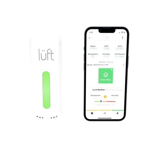 Lüft Radon and Indoor Air Quality Monitor, Portable Plugin Continuously Measures Also VOC, eCO2, Temperature, Pressure, and Humidity | Wi-Fi Connected | Mobile App Included