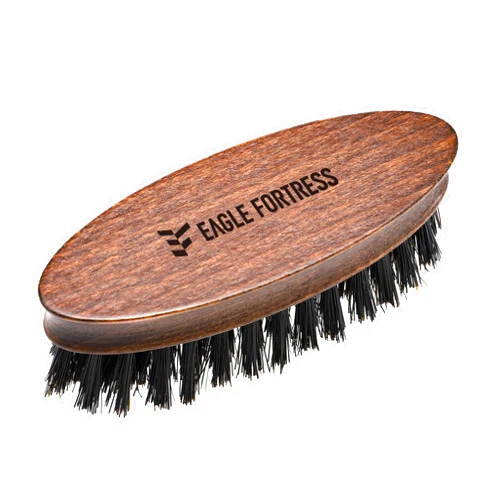 EAGLE FORTRESS Mini Beard Brush for Men, Boar Bristle Beard Brush for Travel, Pocket Sized Mustache Beard Oval Wooden Brush, for Beard Grooming & Styling