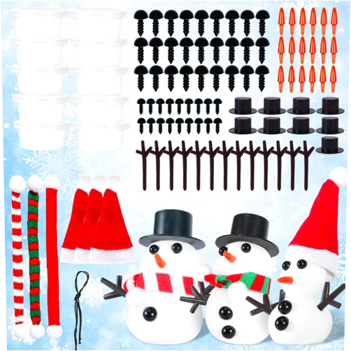 LDIWEE 10 Pack Christmas Stocking Stuffers for Kids, Build a Snowman Kit Snowman Crafts, White Molding Clay DIY Kit Holiday Gifts