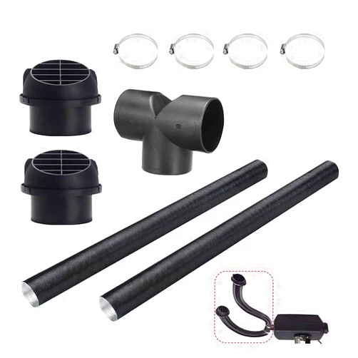 HDWS 75mm Diesel Heater Pipe Ducting, HDWS Diesel Heater Air Duct Hose, Car Heater Duct Warm Air Outlet Vent T-Shaped Tee Telescopic Hose Clips for Webasto Eberspacher Parking Diesel Heater