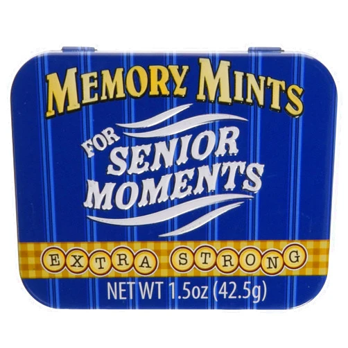 Boston America Gag Gifts Memory Mints, Sugar Candy for Senior Moments Fun Gag Tin