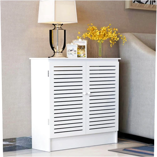 SUZEPER MDF Heating Cover Cabinet Shelf, Hollow Breathable Radiator Cover with 2 Doors, Modern Heating Cabinet for Home Living Room Bedroom Hallway(L70cm x H70cm x W20cm, White)