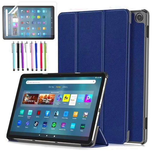 EPIC GADGET Tri Fold Case for Amazon Fire Max 11 (13th Generation, 2023 Released), Trifold Lightweight Stand Auto Wake/Sleep Folio Cover Case + 1 Stylus and 1 Screen Protector (Navy Blue)