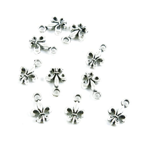 Fulllove Charms 60 Pieces Antique Silver Tone Jewelry Making Charms Supply ZY3411 Fleur De Lis Iris Lily