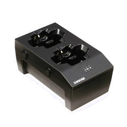 Shure SBC200-US Dual Docking Charger with PS45US Power Supply, Recharging Station Charges SB900A Batteries in-or-out of Transmitters, Run up to 4 SBC200 Stations off 1 Power Supply