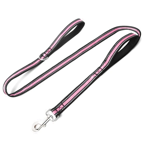 MOOGROU Dog Leash with Two Handles,Reflective Dog Leashes for Large Dogs Heavy Duty,Soft Padded Traffic Handle Dog Leash for Training Walking,Easy Control Lead for Small Medium Dogs Pink 5Ft/0.8