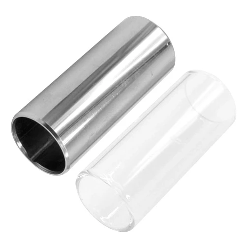 Cheerock Pack of 2 Guitar Slides Set, 60mm Guitar Glass Slide and Stainless Steel Guitar Slide for Acoustic Electric Bass Guitar