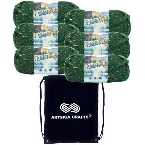 Lion Brand Yarn Lion Brand Hometown Riverdale Tweed 135T-318 (6-Skeins - Same Dye Lot) Weight S Bulky #6 Acrylic Yarn for Crocheting and Knitting with Project Bag