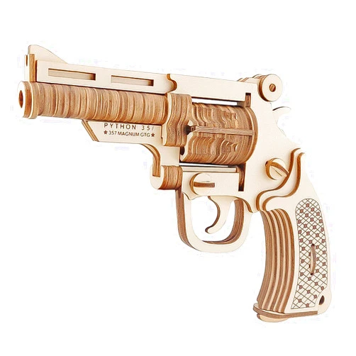 GreenLF 3D Wooden Puzzle, DIY Revolver Gun Model Toys Jigsaw Brain Teaser Gift for Kids,Teens and Adults by GreenLF