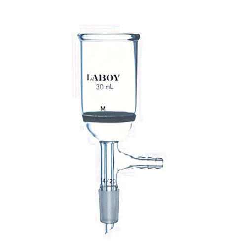 Laboy Borosilicate Glass 30mLBuchner Filtering Funnel 10-20 μm Pore Size for Sand-core 30mm O.D. Fritted Disc,with 14/20 Inner Joint and Glass Hose Connection