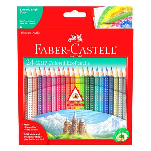 Faber-Castell Grip Colored EcoPencils - 24 Pack Colored Pencils, Pre-Sharpened