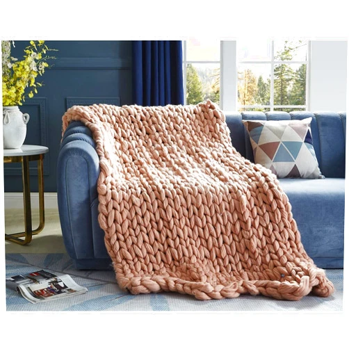 Cozy Tyme T178-20BHC-UE 40 x 60 Inch Beliz Chunky Knit Throw Blanket - Blush
