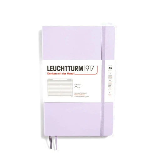 LEUCHTTURM1917 - Notebook Softcover Medium A5-123 Numbered Pages for Writing and Journaling (Lilac, Ruled)