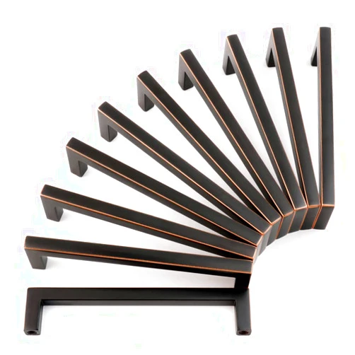 KOOFIZO Solid Square Bar Kitchen Cabinet Handles - Oil Rubbed Bronze Cabinet Pulls, 5 Inch/128mm Screwhole Distance, 10-Pack for Kitchen Cupboard Door, Bedroom Dresser Drawer, Bathroom Hardware