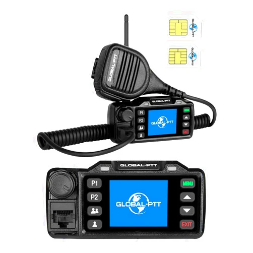 global-ptt V1 Mobile PoC Radio Unlimited Range, 2-Pack Professional Fixed-Mount Push-to-Talk Over Cellular 4G LTE Walkie Talkies Long Range for in-Vehicle Nationwide PTT Communication (2, V1)