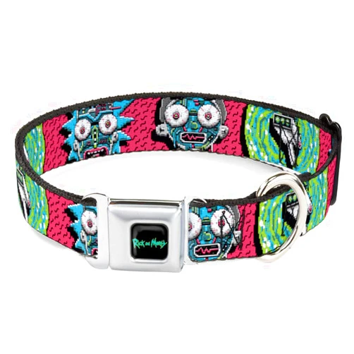 Buckle-Down Dog Collar Seatbelt Buckle Rick and Morty Circuit Faces Portal Gun 9 to 15 Inches 1.0 Inch Wide, DC-SB-RMYA-WRMY005-1.0-S