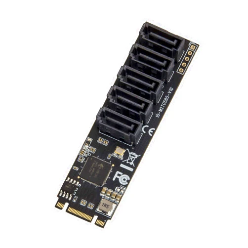 IO CREST Internal 5 Port Non-RAID SATA III 6GB/s M.2 B+M Key Adapter Card for Desktop PC Support SSD and HDD. JMB585 Chipset