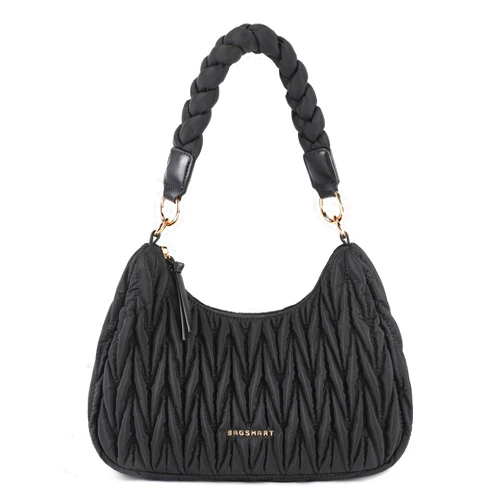 BAGSMART Small Shoulder Bags for Women, Puffy Cute Purses for Women with Woven Top-Handle, Quilted Crescent Hobo Handbag