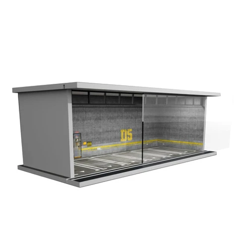 Bivitre Hot Diecast Wheels Display Case - 1/64 Scale Die-cast Model Car Display Case with LED Light and Acrylic Cover, Hot Diecast Wheels Parking Garage Dioramas with 6 Parking Spaces(1/64-6PD5)